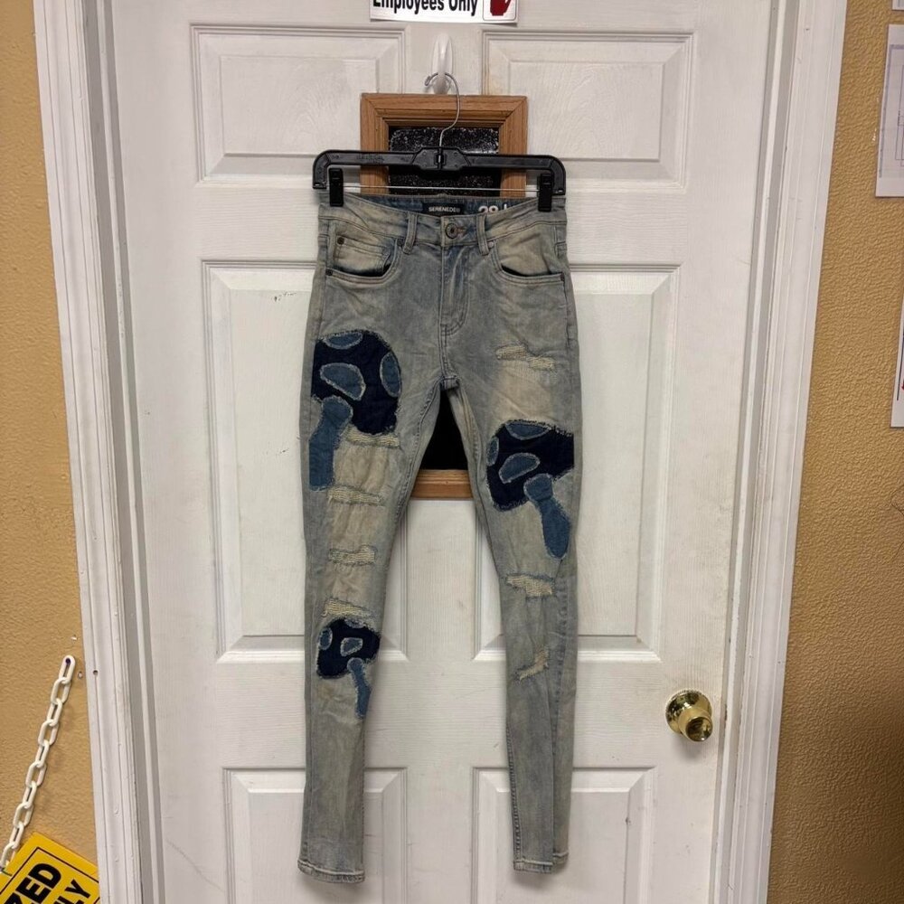 Serenede Earthly Mushrooms Fitted stitched jeans